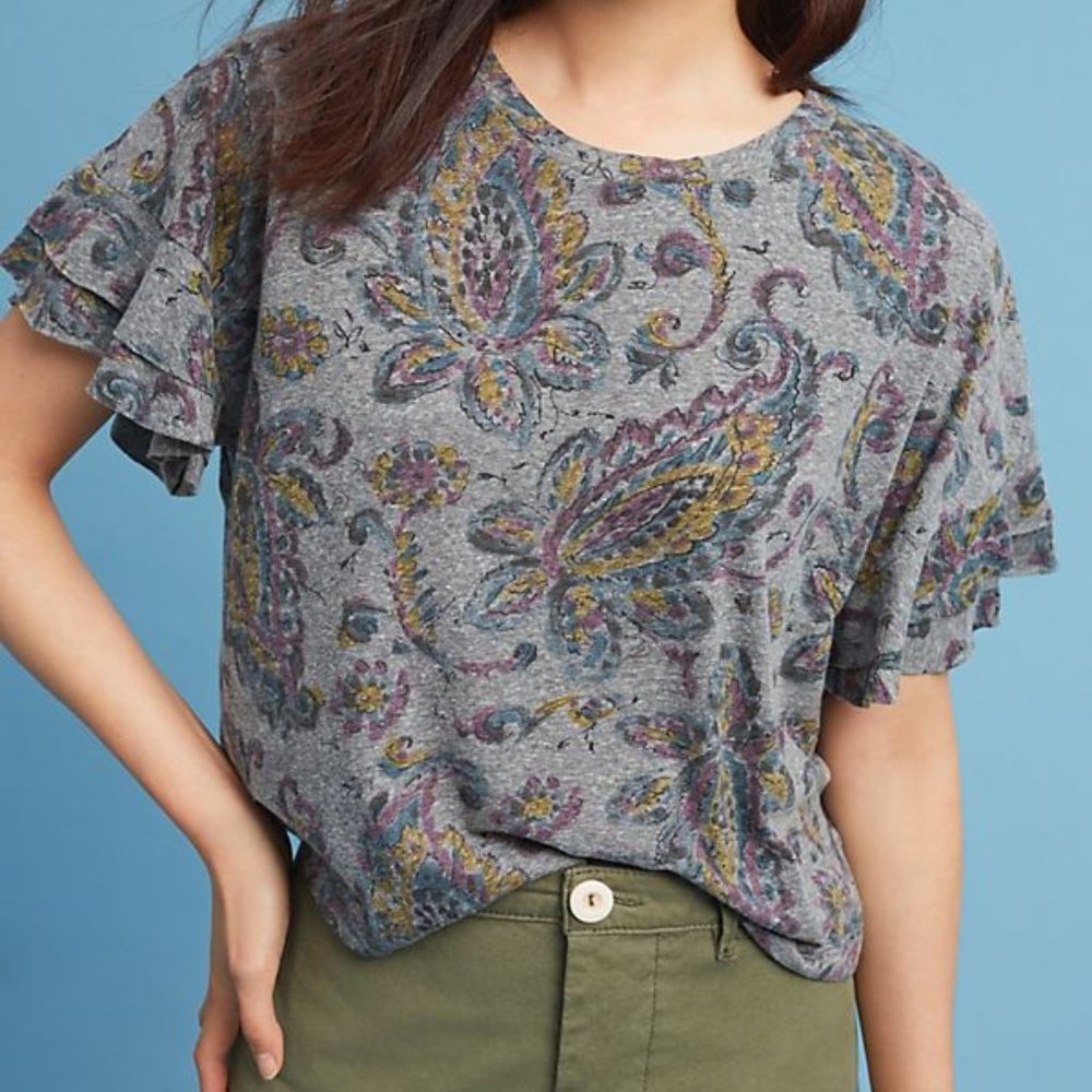 ANTHROPOLOGIE ruffle sleeve tee